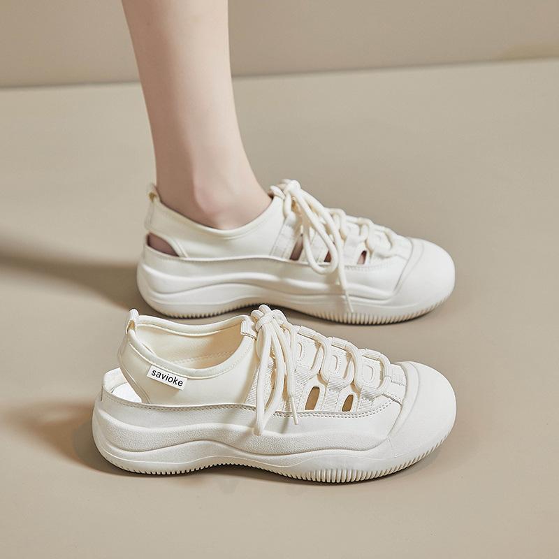 White Hollow-out Dad Shoes Women's Breathable Summer New Mesh Surface Platform Sports Shoes Breathable Lightweight Sandals