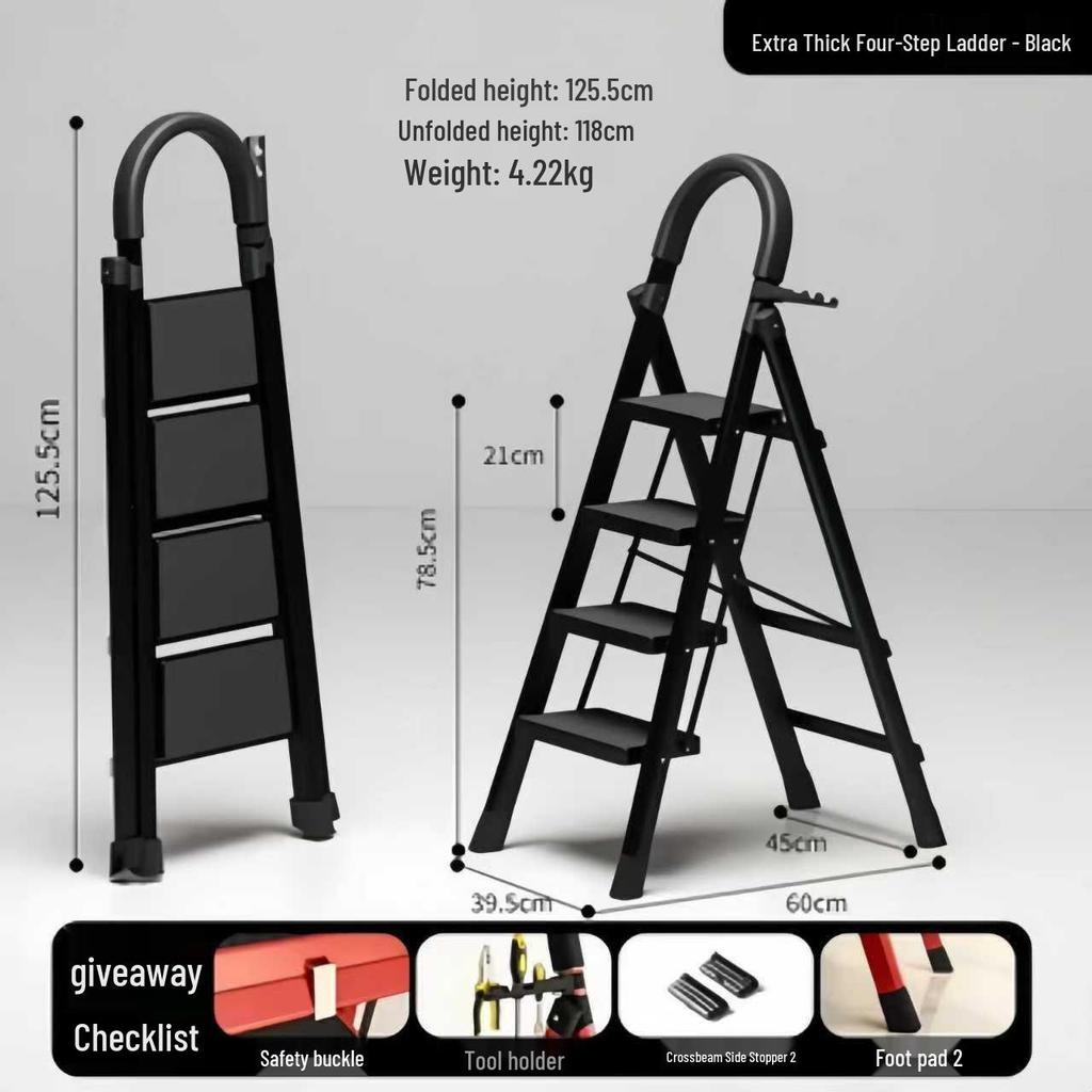 Housewarming Joy Portable Folding A-frame Ladder, Carbon Steel, 4-5 Steps