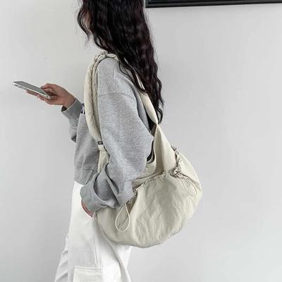 Borse a tracolla plissettate Borsa a spalla in nylon tinta unita per donna Ragazza Borsa a mano Borsa per la scuola Borsa tote