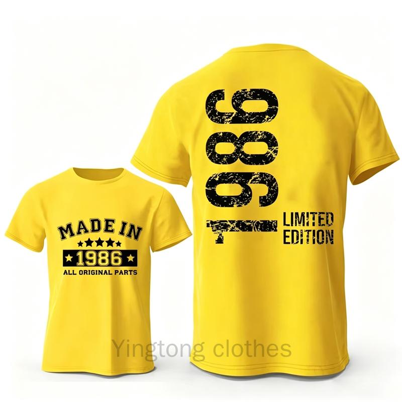 T-shirts Rétro pour Homme pour le 40ème Anniversaire: Fabriqué en 1986 Toutes les pièces d'origine Avant et 40 Édition Limitée Graphique Arrière T-shirts à Manches Courtes