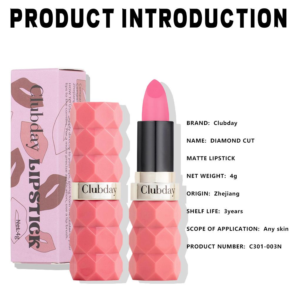 Clubday Diamond Matte Lipstick Foreign Trade Non-fading Non-stick Velvet Matte Color Lipstick