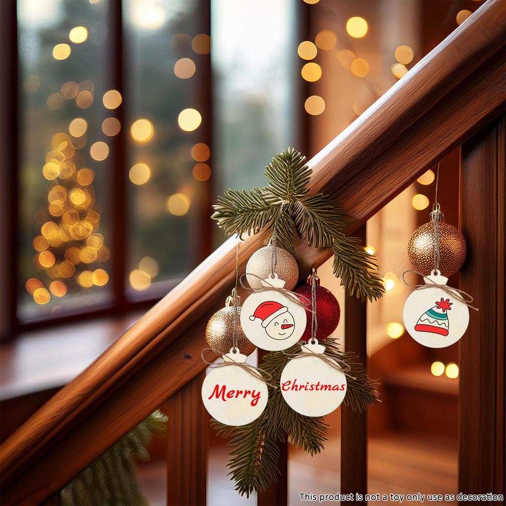 Christmas Wooden Ornaments with Pre-Drilled Holes for DIY Crafts Unpainted Wood Slices to Decorate and Personalize