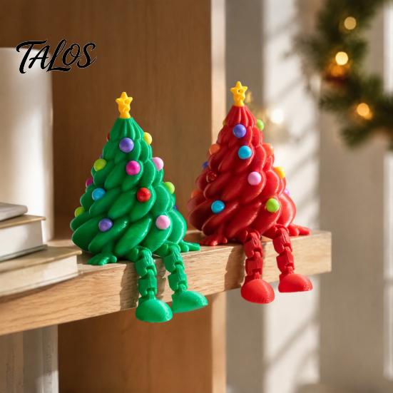 Christmas Tree Ornaments Articulated Figurine, 3D Printed Movable Joints Colorful Tabletop Ornament, Creative Holiday Table Decor Flexible Character