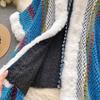 Chic Ethnic Style Color Collision Shawl Sweater Jacket Women Patchwork Soft Warm Hairball Cape Cloak  Knitted Cardigan