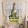 2pcs Sheer Lace Curtains with Pleated Ruffles Gauze Curtain
