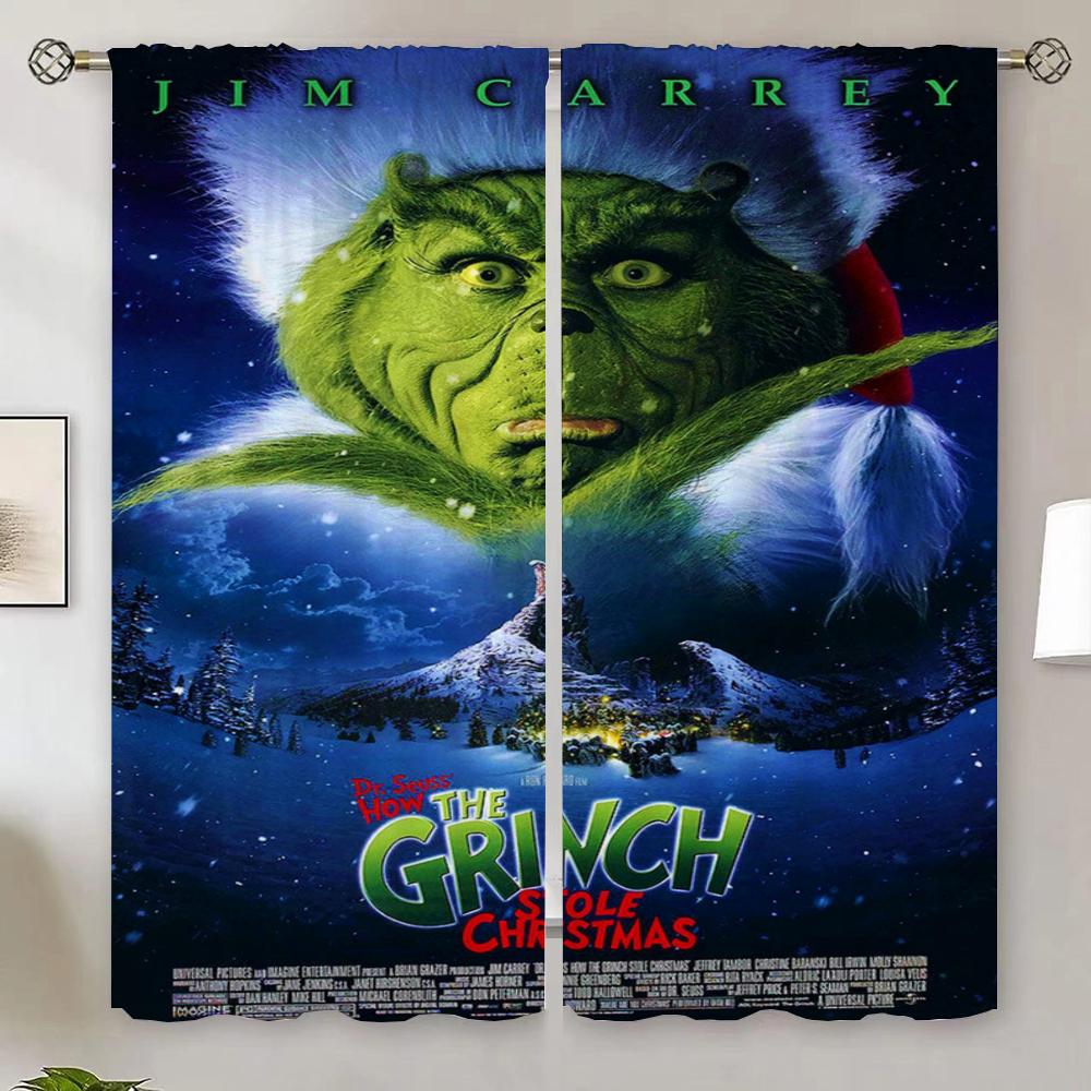 

The-Grinch Шторы для гостиной, двери, спальни, затемняющие шторы, салон, 2 шт., щупальца, покрывало, подхваты для штор, жалюзи W74xH114cmx2pcs-CL
