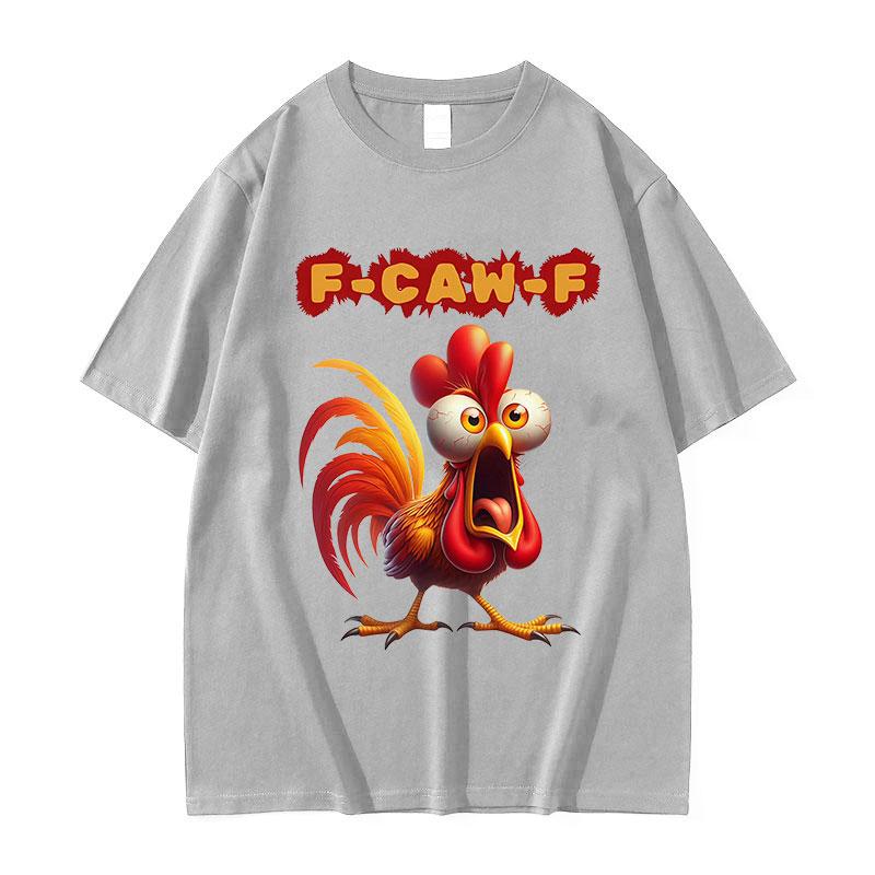F Caw F Chicken Funny Rooster Meme T Shirt Men Women Vintage High Quality Pure Cotton T-shirts Summer Casual Oversized T-shirt