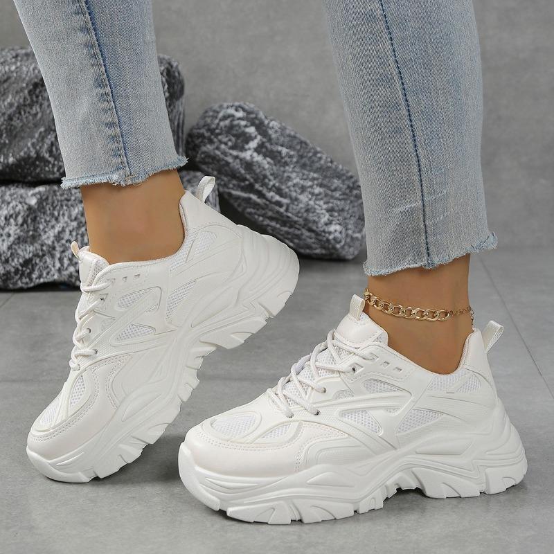 Women‘s Shoes Lightweight Dad Summer Versatile White Thick-Soled Height-Increasing Casual Sports.