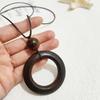 Retro Leather Rope Necklace with Wooden Alloy Pendant for Cotton and Linen Sweaters