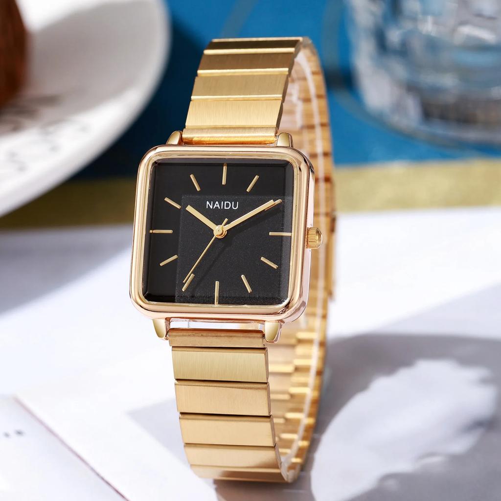 Elegant Simple Women's Watch Stainless Steel Strap Quartz Watches Square Dial Casual Fashion Wristwatch Suitable for Daily Wear