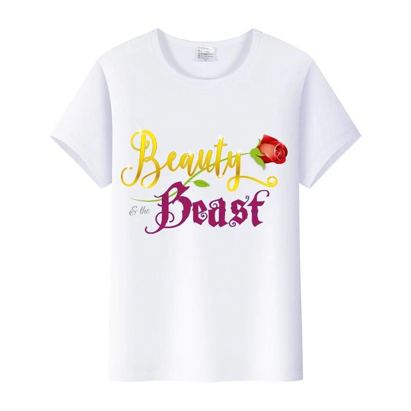 Cartoon Princess Summer Short Sleeve Tee Beauty and The Beast Tops Shirts T-Shirts Sweet Clothes Blouse Unisex