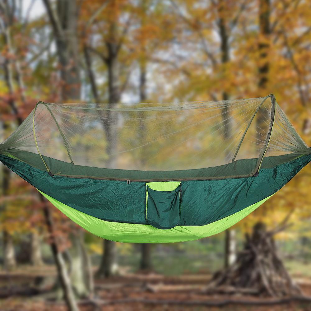 Double Portable Camping Travel Hammock Hanging Bed with Mosquito Net (Green)