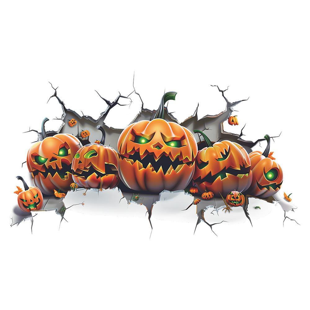 Fun-g16 Halloween Broken Wall Pumpkin Bedroom Living Room Wall Decoration Wall Stickers Self-adhesive