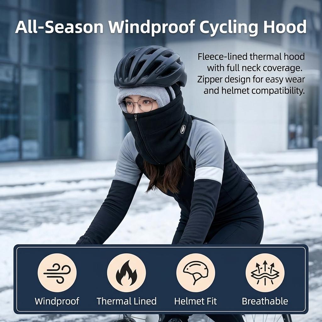 Windproof Thermal Cycling Hood Mask Fleece Lined Breathable Hat for Winter Outdoor Riding Motorcycle