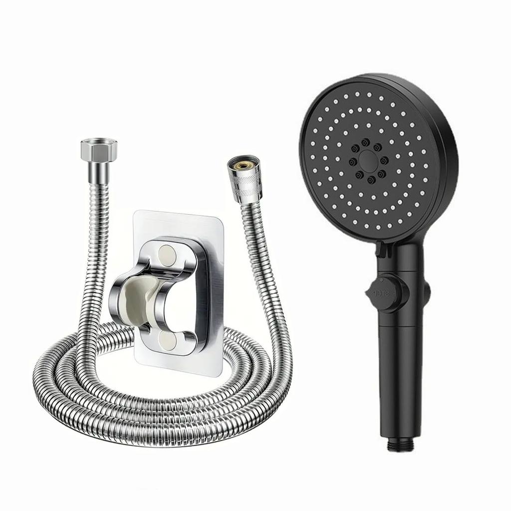 Five-speed Large Water Spray Multi-function Booster Shower Head Matte Black Handheld Shower Head Set