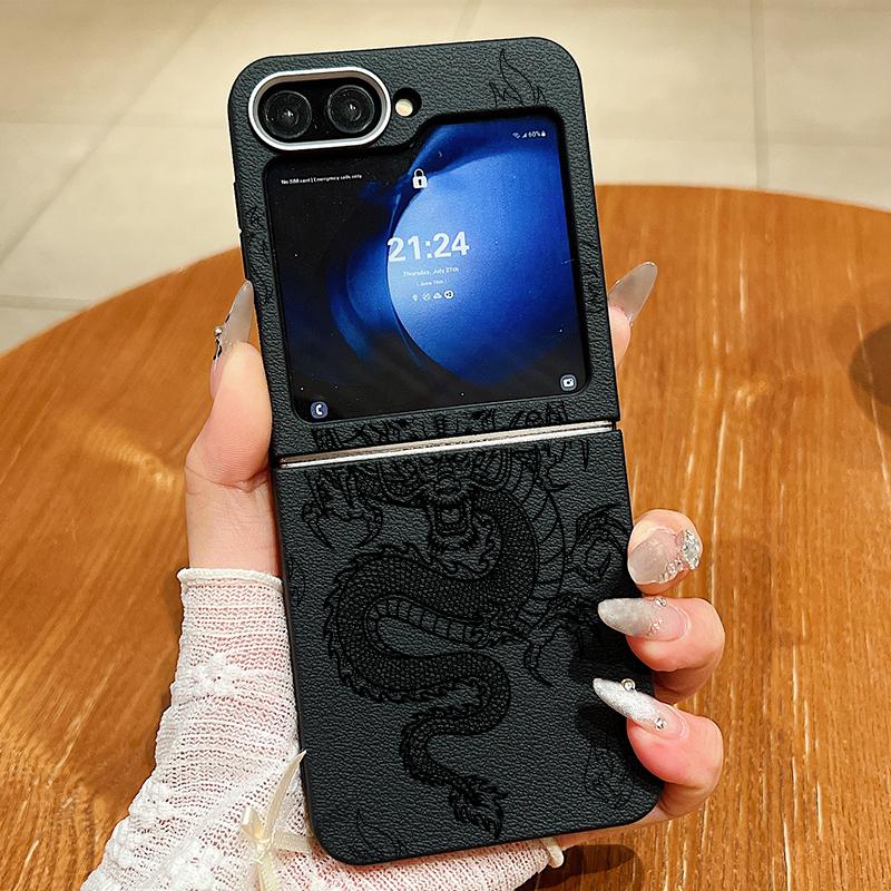 Leather Texture TPU Snake Graphic Magnetic Case For Magsafe For Samsung Galaxy Z Flip 5 4 6 3 5G Flip4 Flip5 Flip6 Folding Cover