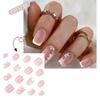 24 Piezas de Uñas Francesas Cuadradas Press-on con Diseños Florales Cobertura Completa Uñas Adhesivas Arte de Uñas de Moda para Primavera