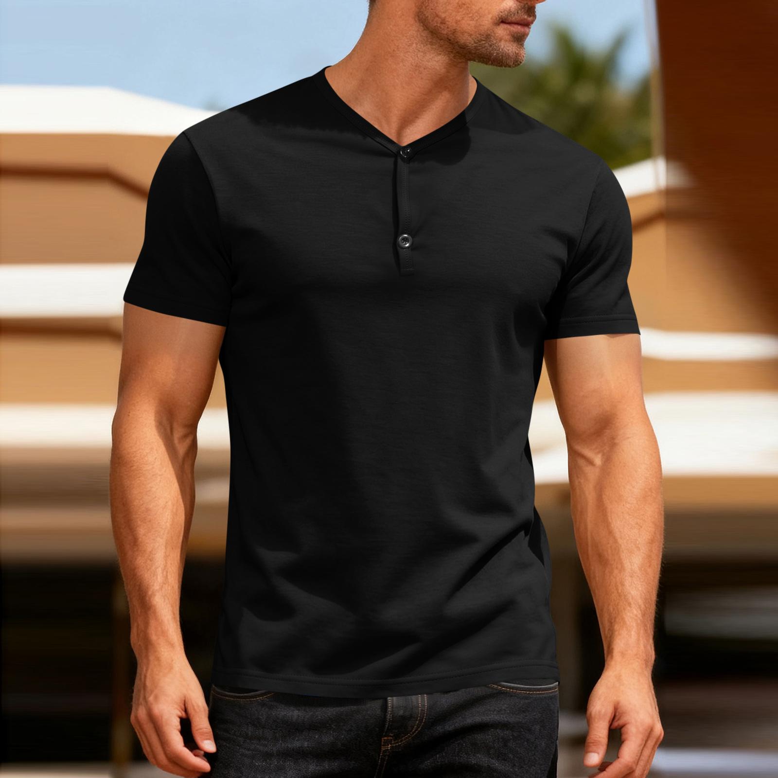 

Men s Solid V Neck Short Sleeve Shirt Lightweight Breathable Moisture Wicking Athletic Regular Fit Tee for Outdoor Activities M чёрный