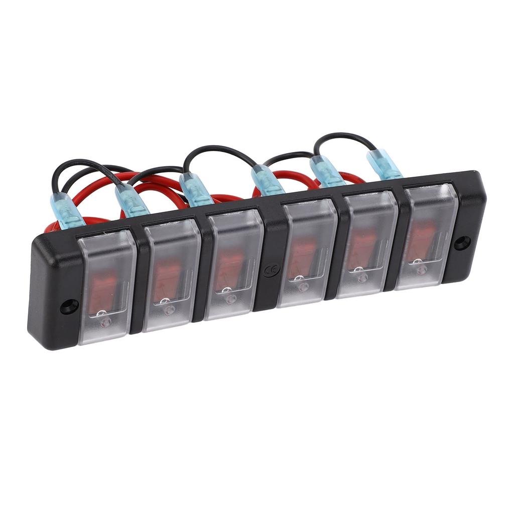 6-fach Schalterpanel vorverdrahtet Wippschalter mit Überlastschutz Rote LED Ein Aus Stromkreissteuerung