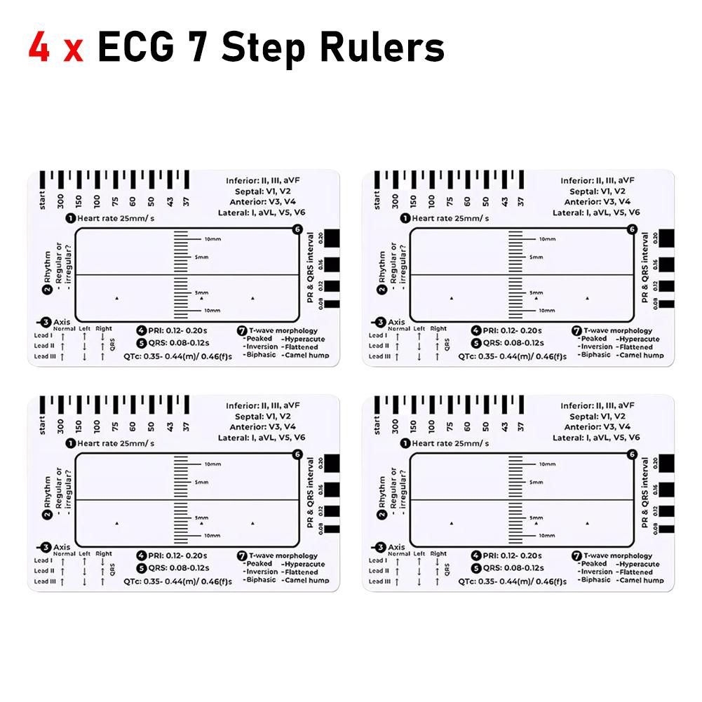 Ecg 7-step Ruler Ecg/ekg 7-step Ruler Card, Portable Pocket Ecg Ekg Caliper With Protective Sheath Evaluation Tool