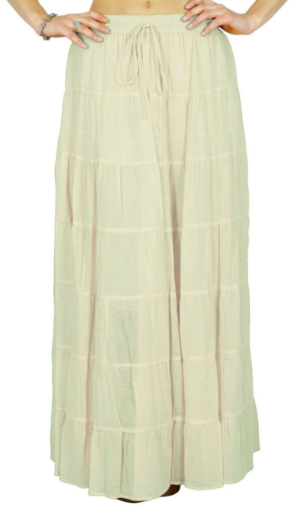 Phagun Damen Sommer Baumwolle Ziegelrot Rock Ethnisches Design Kordelzug Taille -