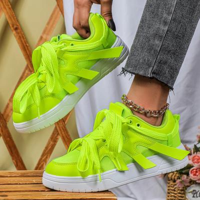 Women's Platform Sneakers Fashion Wide Lace-up Casual Board Shoes Breathable Mesh Ins Trendy Footwear for Walking Running