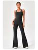 Women's Open Back Yoga Jumpsuit: Butt-Lifting Micro Flare Pants with Bare Feel Fit