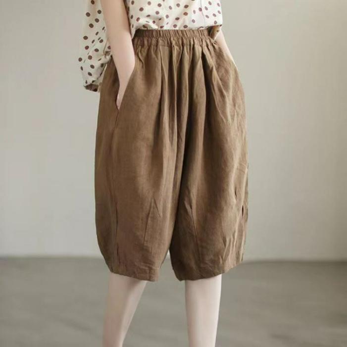 Cotton and Linen Casual Pants Women's Spring and Autumn Large Size Loose Harem Pants High Waist Slim Five-point Pants