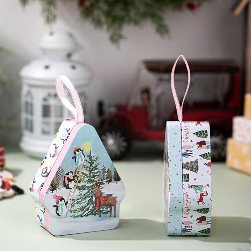 Portable Christmas Gift Tin Box Metal Candy Container For Kids Party Favor Candy Storage And Home Decoration HX6C
