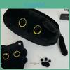 Cute Black Cat Plush Pencil Case With Large Capacity For Students And Office Use