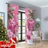 Flat Printing Merry Christmas Popular Curtains Cute Snowman Pink Gifts Polyester Without Electricity Party Curtain Set Of 2 Made Washable