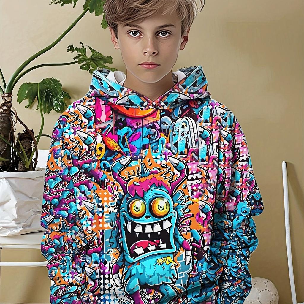 3D Printed Hoodie Boy Cartoon Cool Pattern 3D Printed - Cool and Comfortable Casual Hoodie
