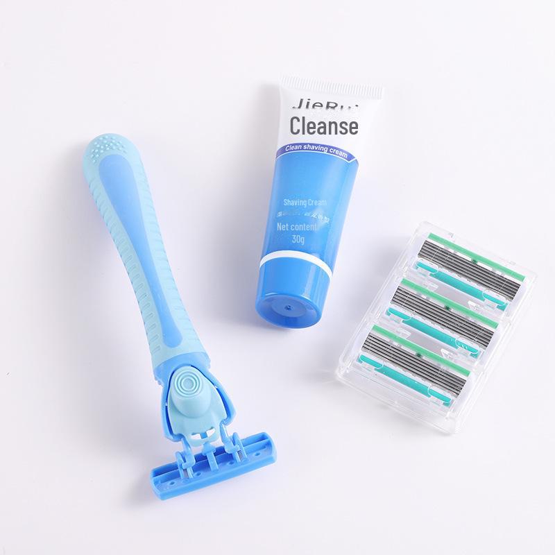 Stainless Steel 6-Layer Manual Men's Razor & Beard Cream Set