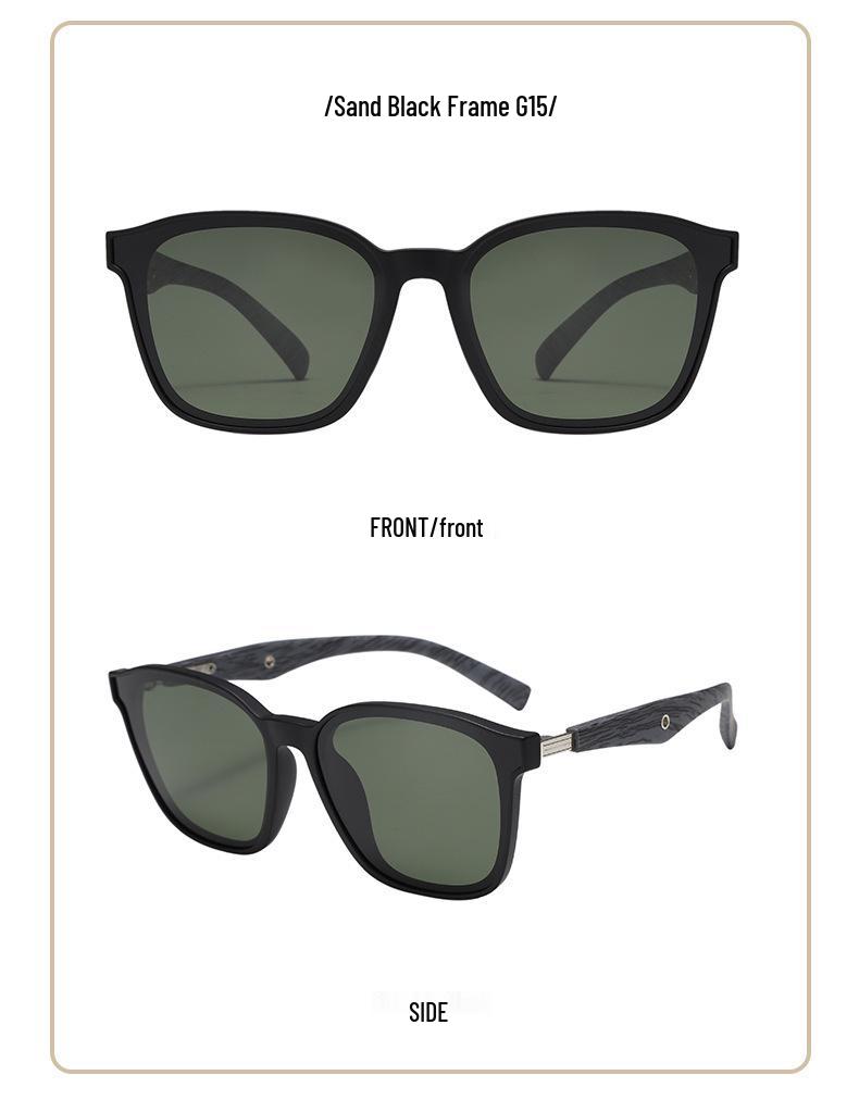 Retro Wood Grain Polarized Sunglasses with UV Protection