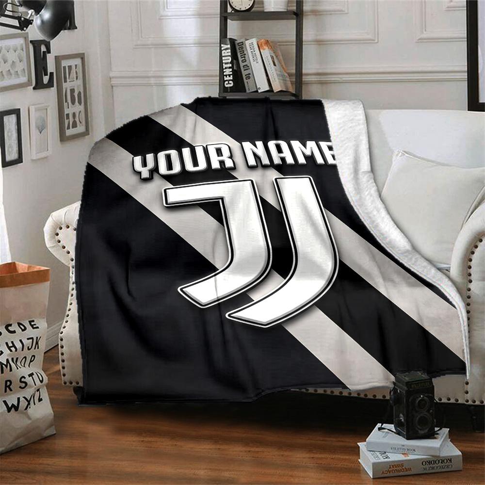 1pc Personalized Name Juventus Blanket, Gift, for Men and Women, Soft Blanket, Good for Sofa Bed Couch Travel, Lightweight Flannel Blanket