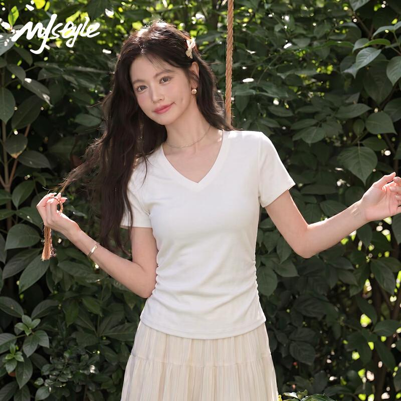 MJ STYLE Women s V-Neck Slim Fit T-Shirt M
