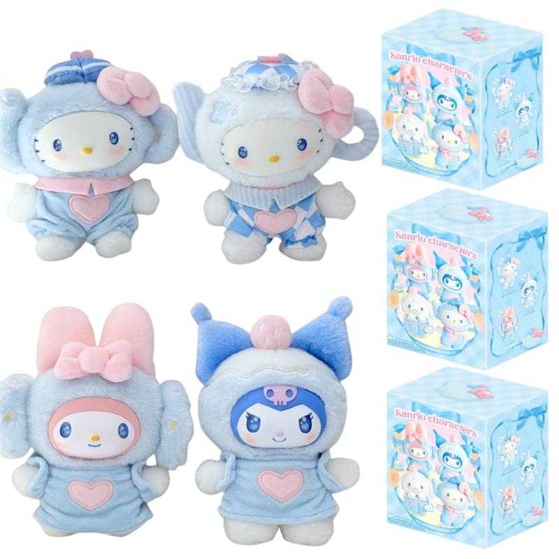 @ Sanrio Blue Flutter Series Blind Box, Cartoon Characters Hello Kitty & Kuromi, Vinyl Plush Toy Bag Pendant, Birthday Gift