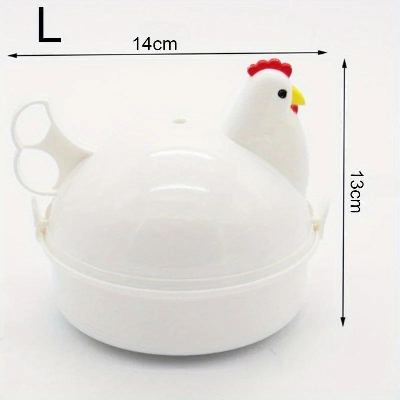 1/4 Grid Cute Chicken Shaped Microwave Steamer Mini Home Boiled Soft Boiled Egg Heating Box Kitchen Cooking Tool Accessories