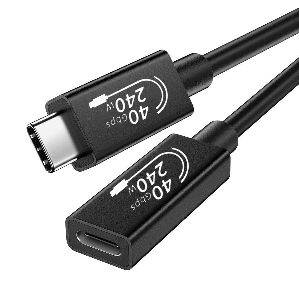 USB4 Male to Female Extension Cable, 240W Fast Charge, 40Gbps Transmission, Thunderbolt 4/3 Compatible, Type-C Data Cable.