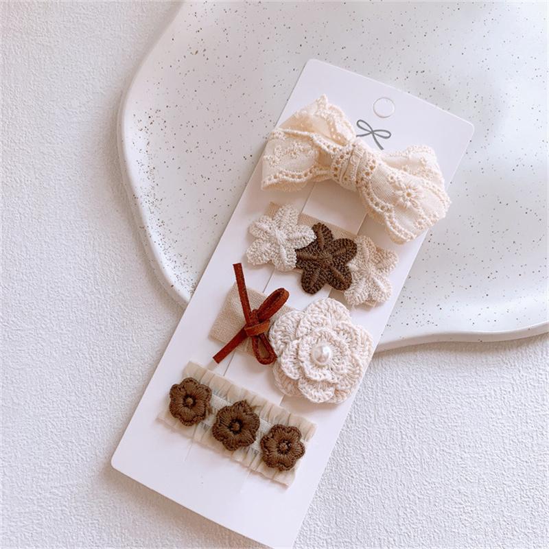 Cute Lace Flower Bow Hairpins Set Children Girls Kids Hair Clips Pins Barrettes Accessories Hairclip Headwear Headdress Ornament