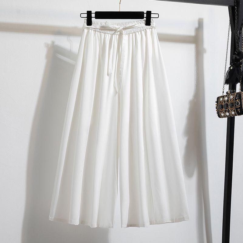 

Маленький Летний Новинка Большой Размер Женская Одежда Высокая Талия На шнуровке Белый Свободный Свисающий Тонкий Укороченный Широкие Брюки-кюлоты White 4XL(Large size)