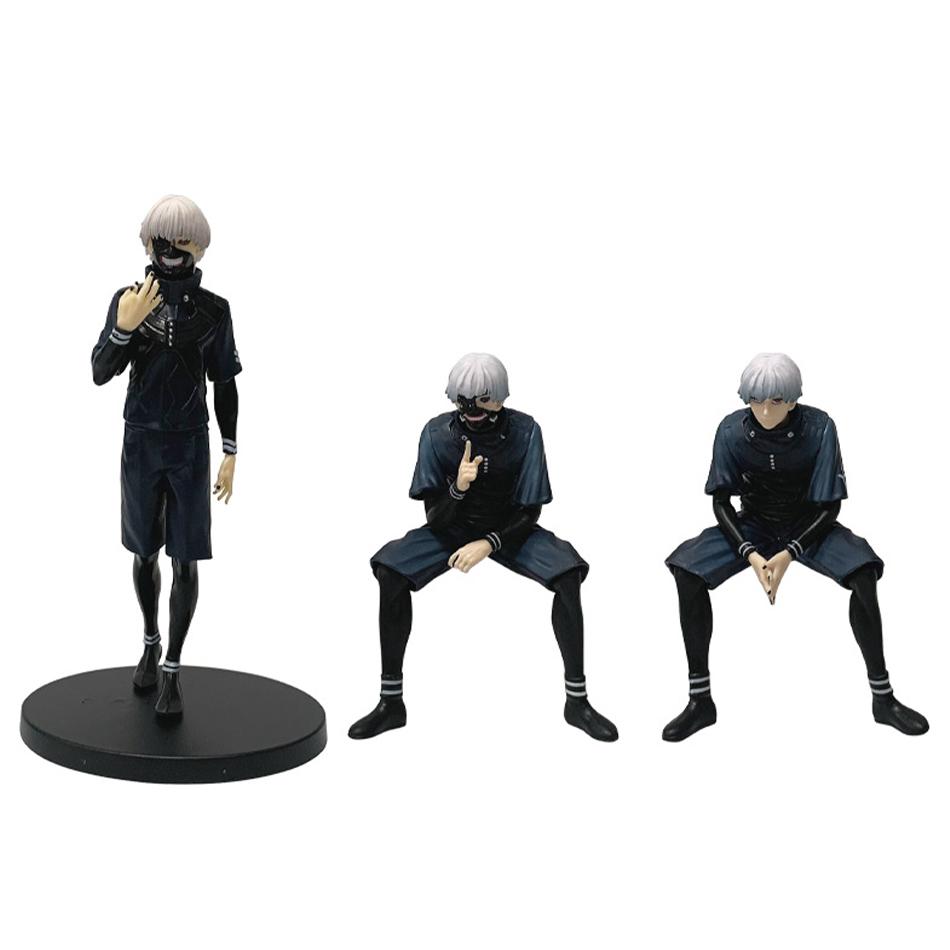 Ken Kaneki Sitting Figure Tokyo Ghoul Replaceable Double Head Double Arms Statue With Base Anime Model Toy Deco Boy Gift