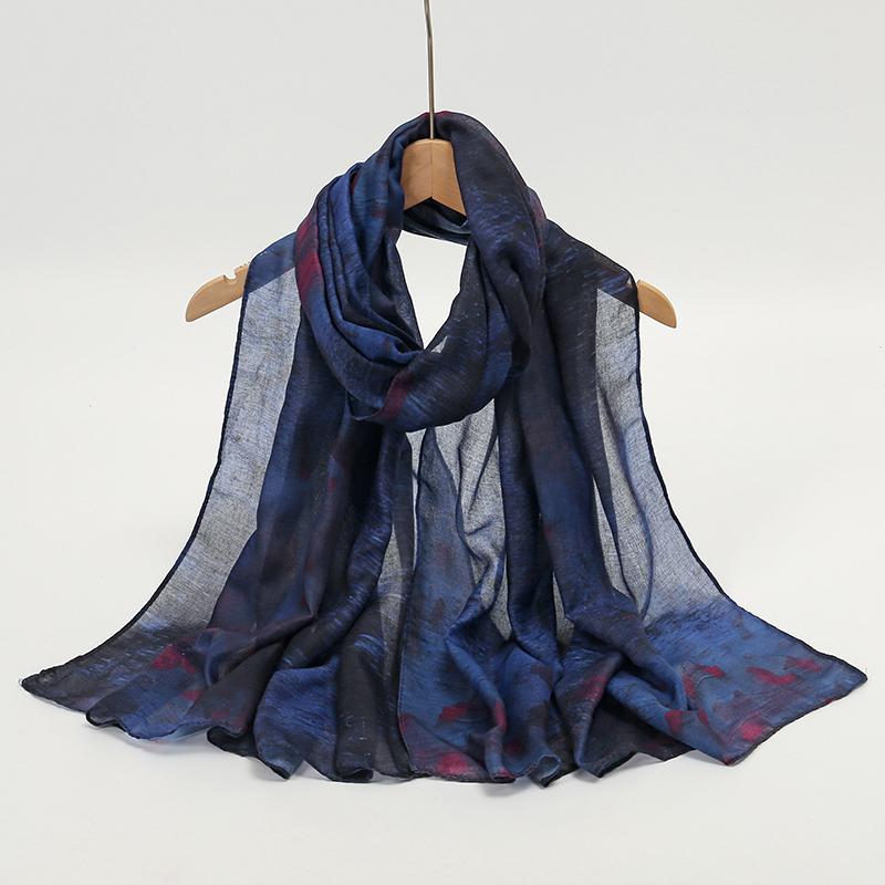 Farbverlauf Grün Aquarell Floral Bedruckt Modal Atmungsaktiv Leicht Gewicht Weiche Baumwolle Rayon Viskose Gewebt Modal Muslimische Frauen Schal
