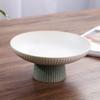 Chinese Retro Glazed Ceramic Plate High Foot Fruit Dish Japanese Zen Tea Tray for Home