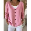 Women Single Breasted V-neck Long Sleeve Sweater Cardigans Coats Long Sleeve Knitted Outerwear Jackets