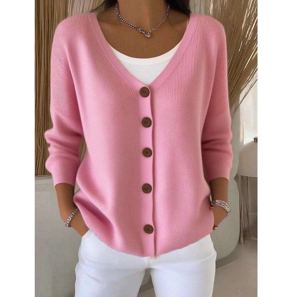 Women Single Breasted V-neck Long Sleeve Sweater Cardigans Coats Long Sleeve Knitted Outerwear Jackets