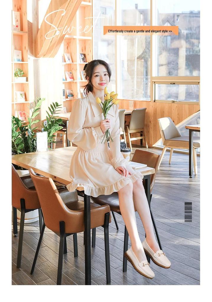2023 Spring Women's Soft Loafers - Korean Style Metal Slip-ons, White Commuter Shoes for Mom