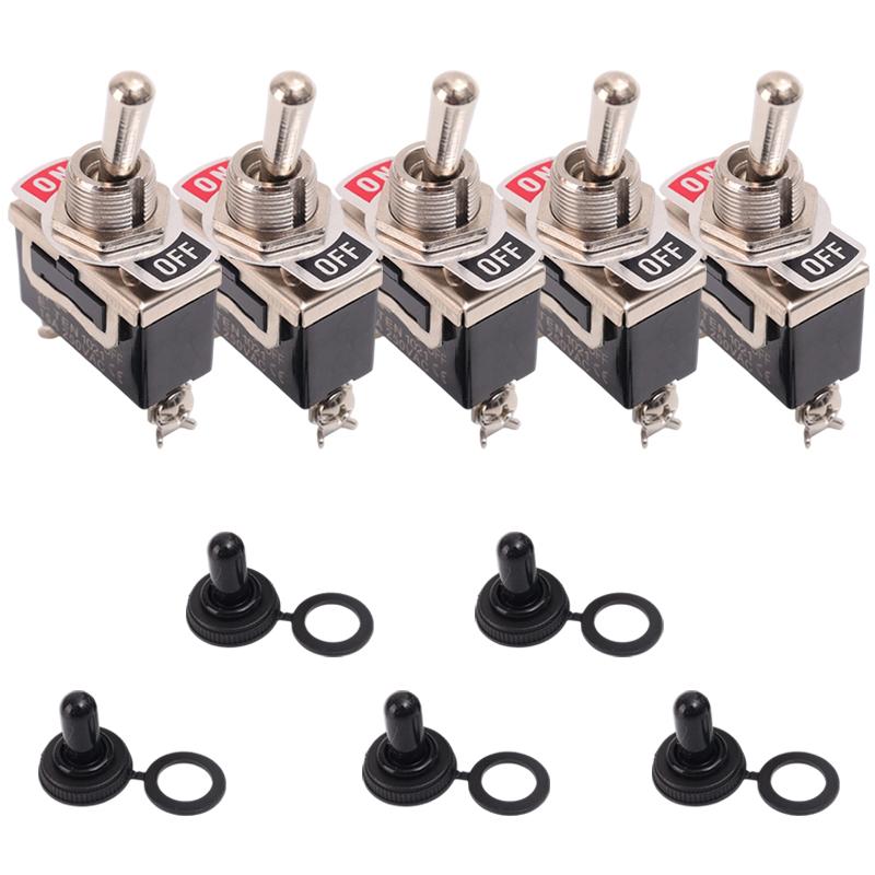 Heavy Duty Toggle Flick Switch with Waterproof Cover 15A 250V Rocker Switch Car Boat On Off SPST Terminal Auto Toggle Switch Pushbutton Switches 3