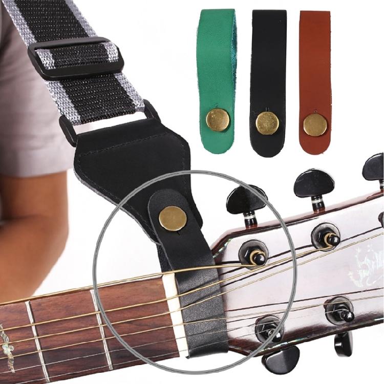 PU Leather Guitar Headstock Tie Strap Hook with Metal Buttons Guitar Neck Strap