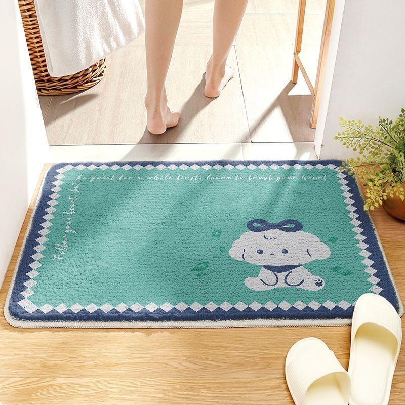 Bathroom Absorbent Floor Mat Household Cartoon Imitation Cashmere Non-slip Mat Toilet Toilet Door Carpet Dirt-resistant Foot Mat